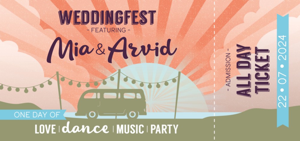 Trouwkaart - Festival Ticket Busje Peach