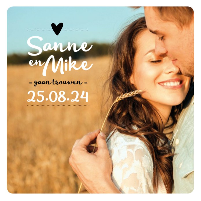 Trouwkaart - Fotokaart Hartje