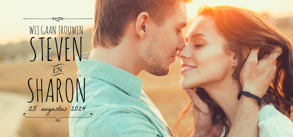 Trouwkaart - Fotokaart Typografisch