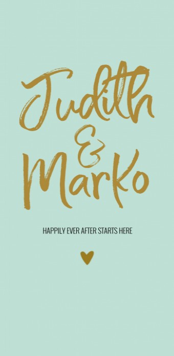 Trouwkaart - Goud Tint Typografisch Mintgroen