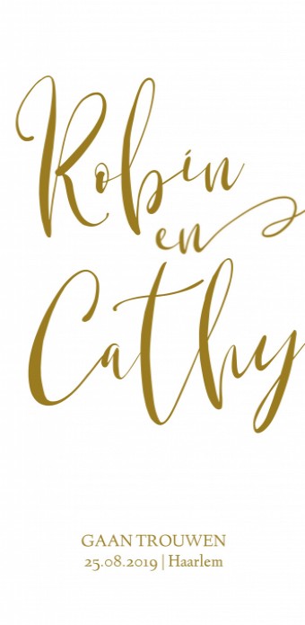 Trouwkaart - Goud Tint Typografisch Stoer