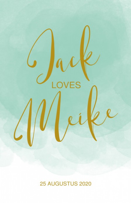 Trouwkaart - Goud Tint Watercolor Mint