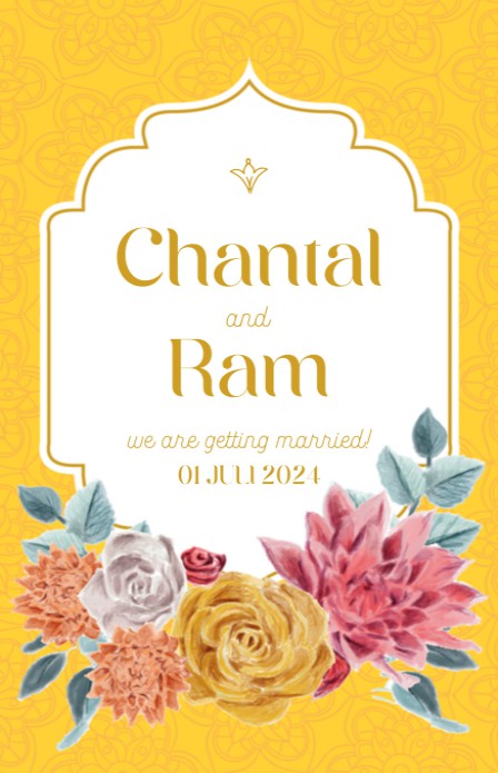 Trouwkaart - Indian Fusion Bloem Geel