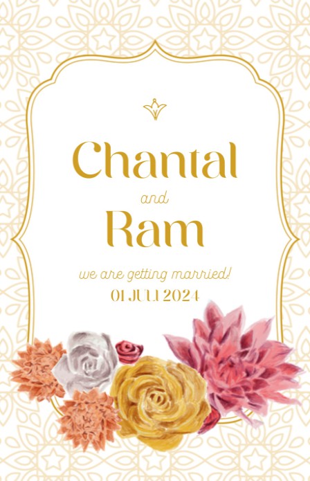 Trouwkaart - Indian Fusion Bloem Goud