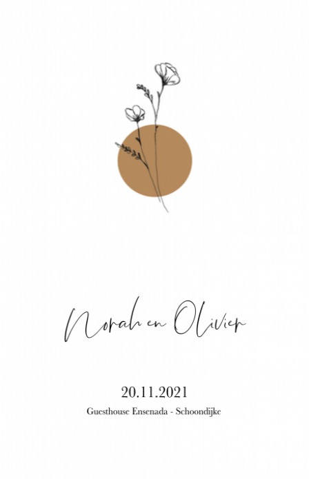 Trouwkaart - Minimalistic Takje op Camel Stip