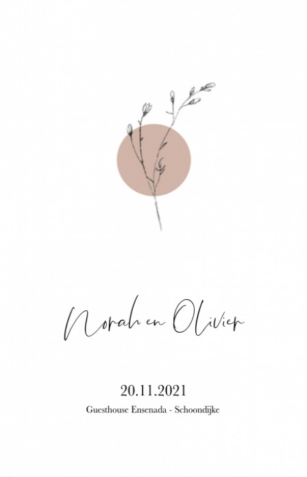 Trouwkaart - Minimalistic Takje op Roze Stip