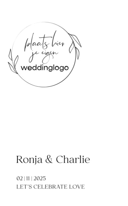 Trouwkaart - Weddinglogo Minimalistic Gold Leaf