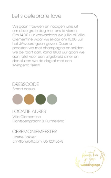 Folie trouwkaart weddinglogo achter