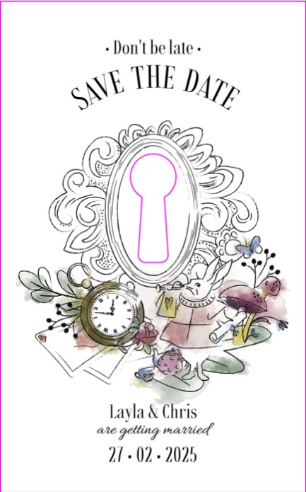 Alice in Wonderland Save the date voor