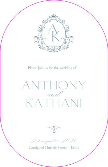 VORM Trouwkaart - Bridgerton Monogram Blauw