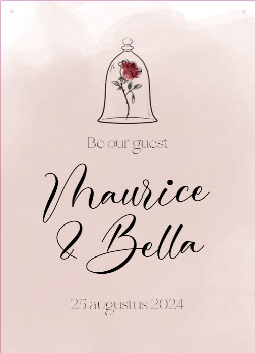 Welkomstbord Disney Inspired Belle Roze