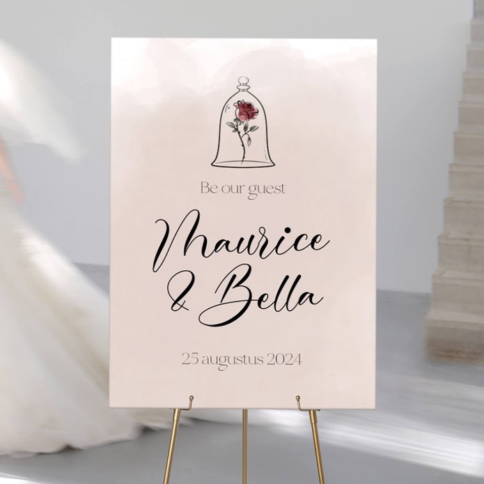 Welkomstbord Disney Inspired Belle Roze